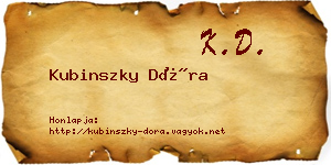 Kubinszky Dóra névjegykártya